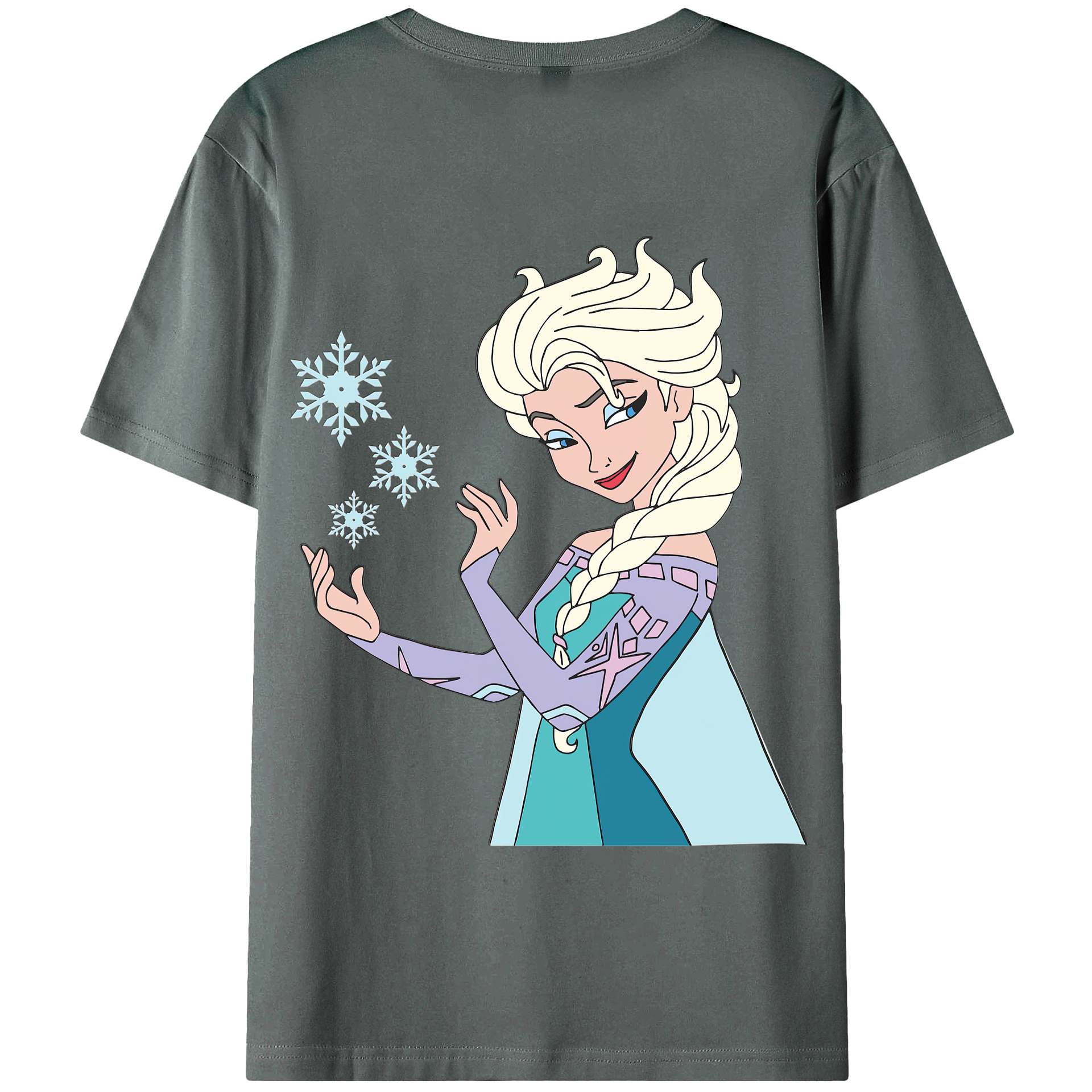 （画像用） アナと雪の女王 アンナ エルサ Frozen Anna Elsa 綿100％半袖Tシャツ（背面プリント）